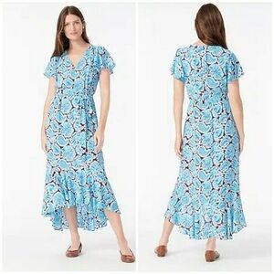 J. Crew Flutter Hem Dress Aqua Paisley , Size 0 - New!
